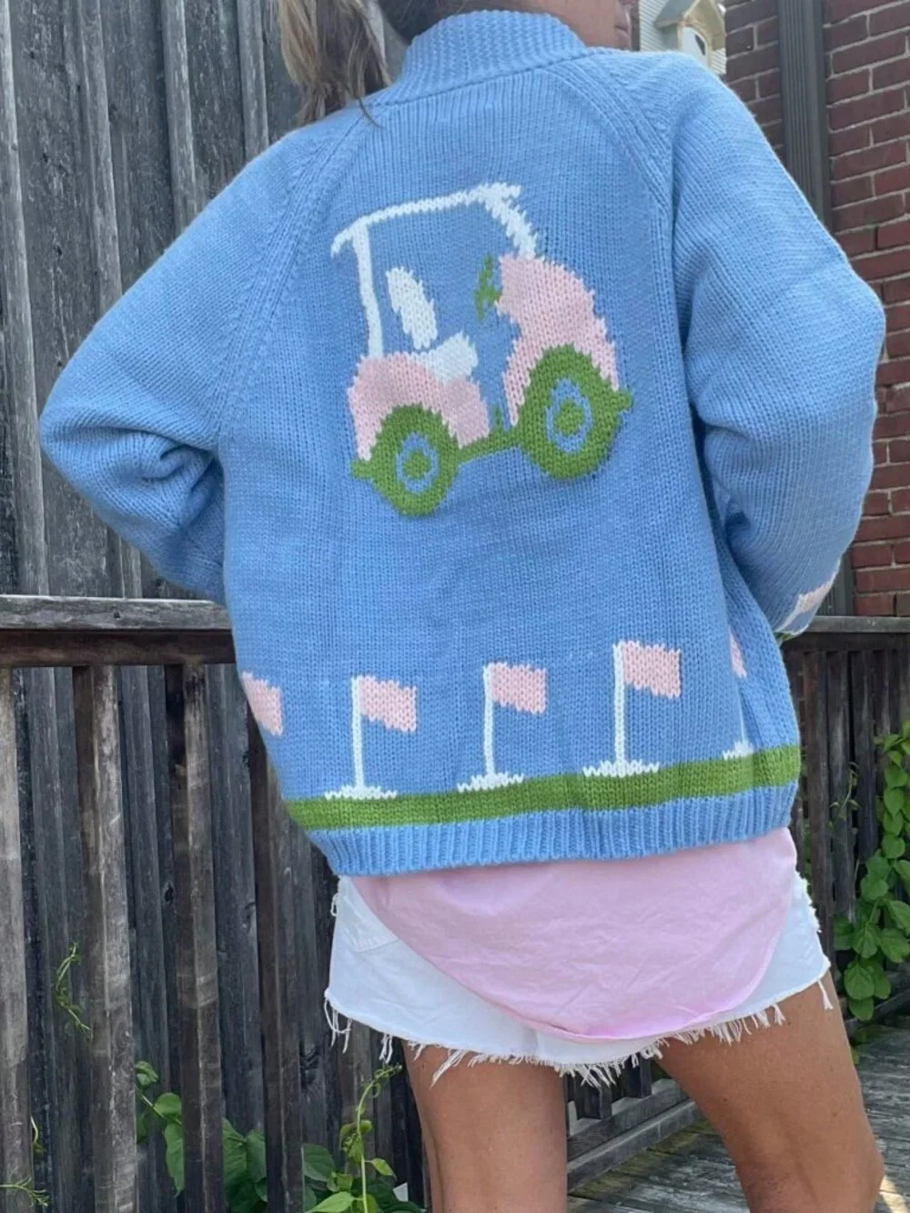 Green Casual Y2k Women's Graphic Sweater Cardigan - Picture 2 of 5